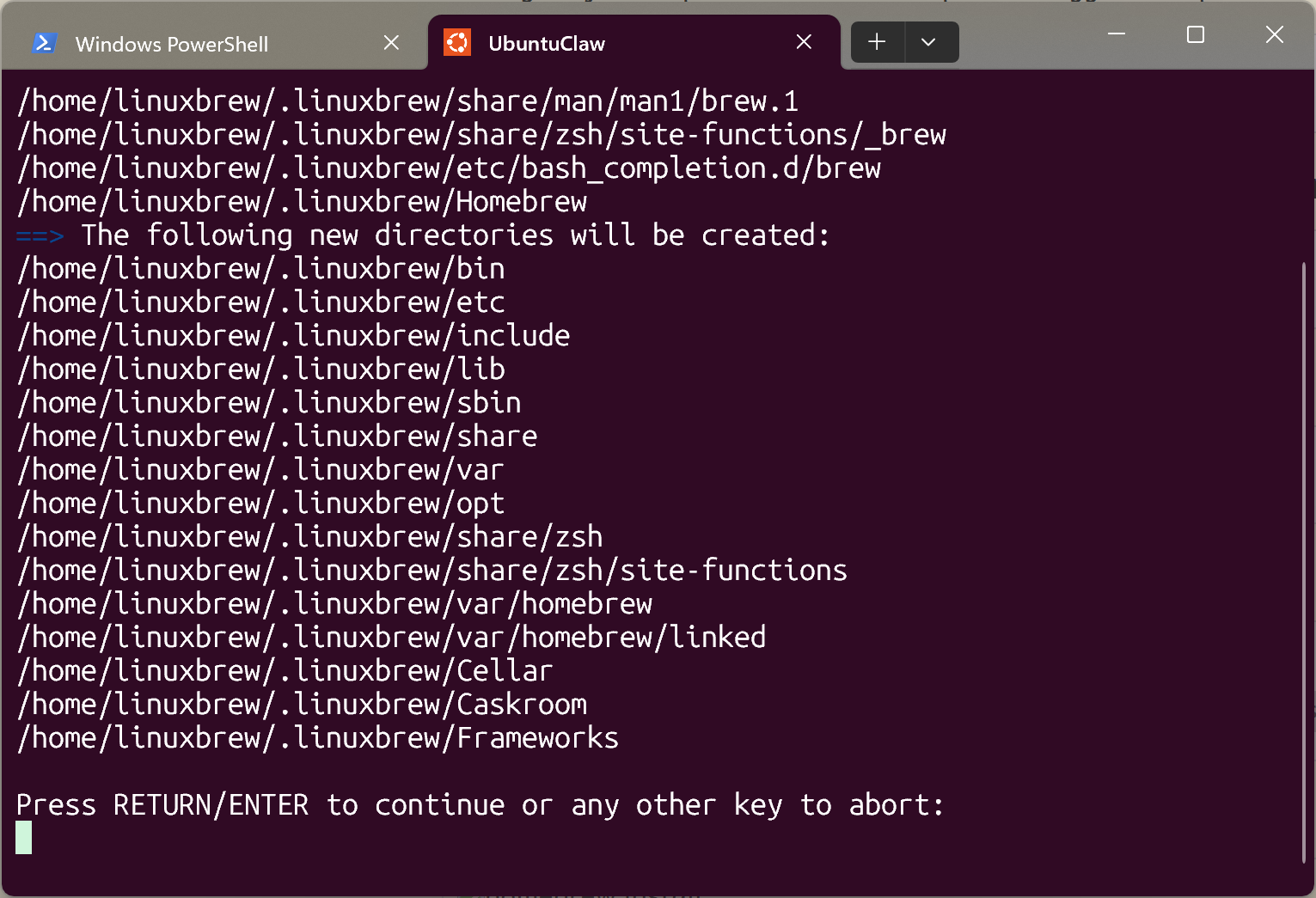 homebrew install konfirmasi enter