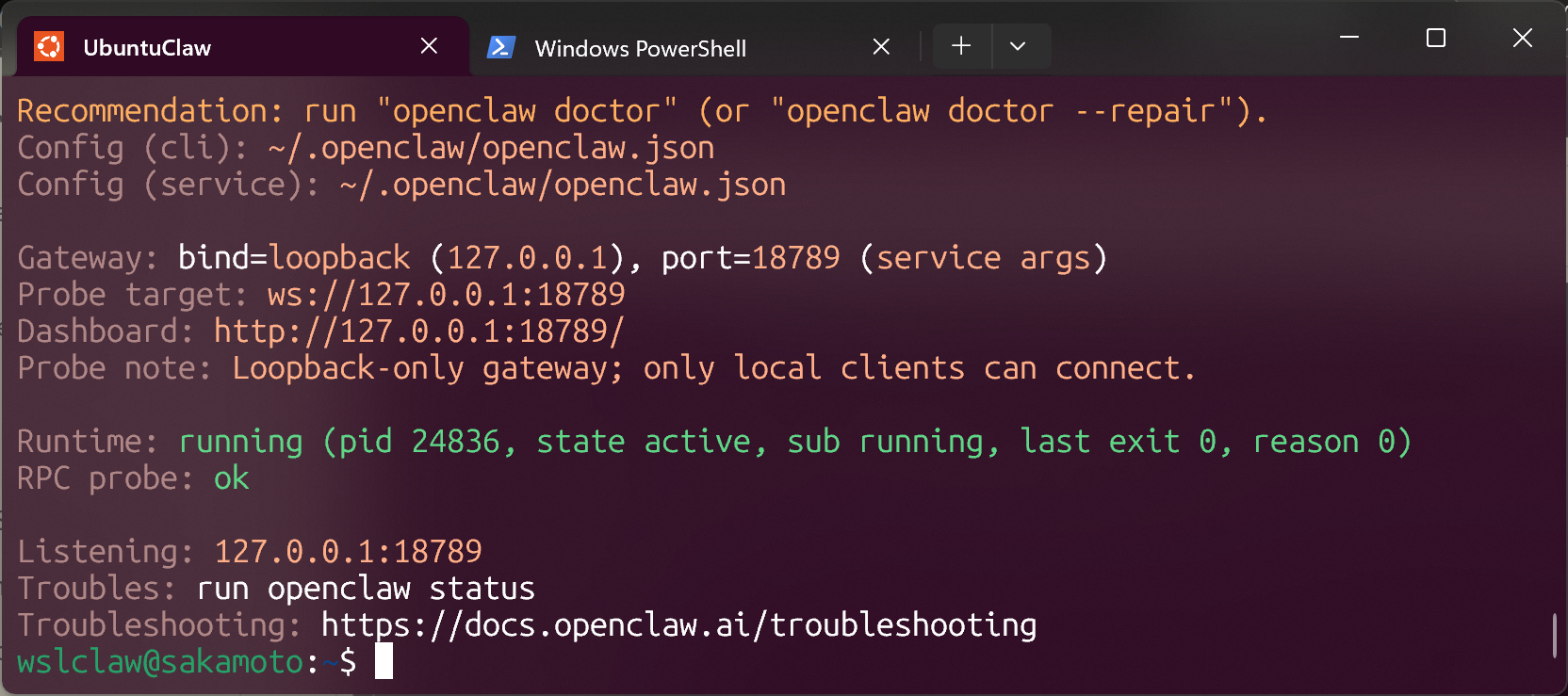 openclaw gateway status